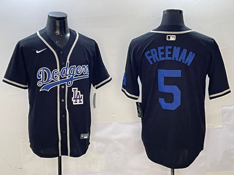 Men Los Angeles Dodgers 5 Freeman Black Fashion Game 2025 Nike MLB Jersey style 4